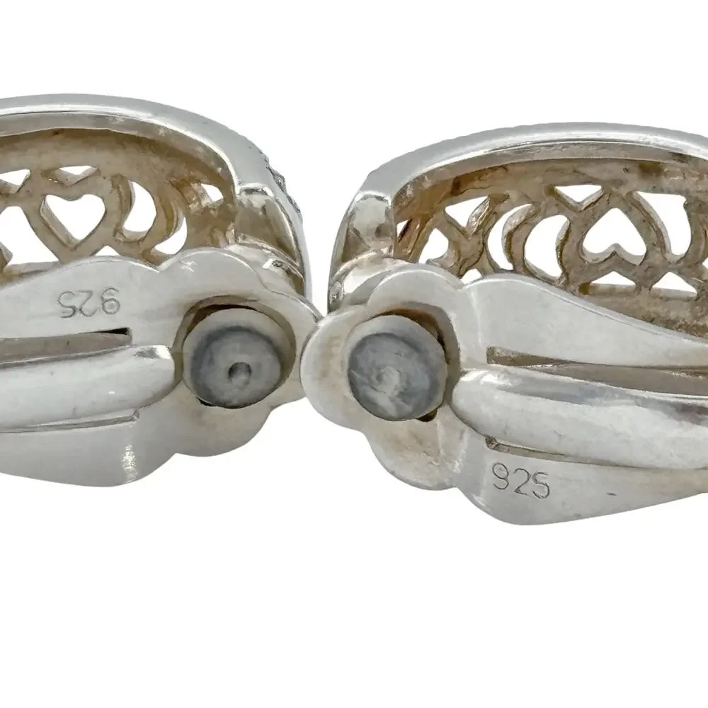 Vintage Sterling Silver 925 Marcasite Hoop Earrings